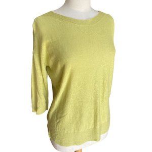 J. Jill Linen Blend Slouchy Knit Sweater Lime Green Lagenlook Summer Beachy-Sp